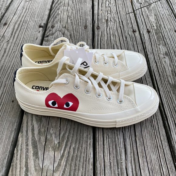 NWT Converse x COMME des GARCONS PLAY Chuck 70 White Low, Mens 7 Womens 9 - Picture 9 of 9
